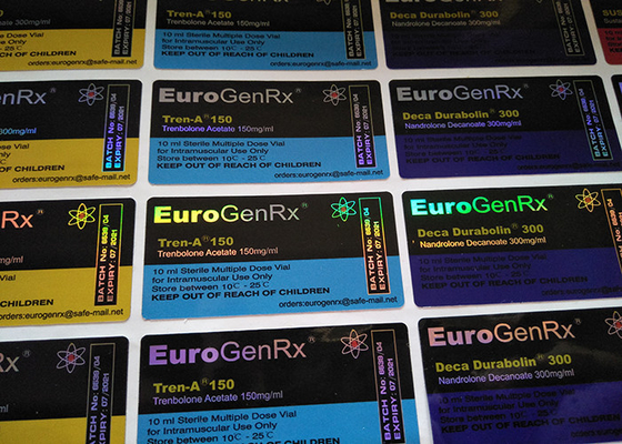 Etichette per fiale di vetro Euro GenRX impermeabili lucide Etichette adesive per farmaci con ologramma