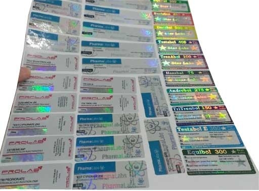 Etichette per fiale adesive con ologramma per fiale per iniezione e flaconi orali