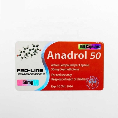 Etichette per fiale di vetro per pillole PMS da 50 ml per laminazione lucida