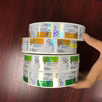 Etichette per fiale farmaceutiche da 10 ml Etichette adesive in rotolo laser ologramma Finitura lucida
