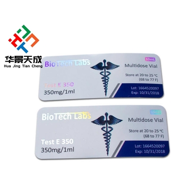RX 10ml Etichette del flaconcino Intagli metallizzanti in foglio d'argento Stampa adesivo con servizio di progettazione gratuito