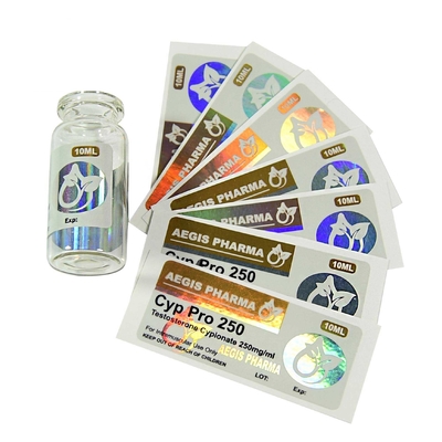 Cyp 250 mg Adesivo Adesivo Adesivo Holografico Etichetta stampata su misura Etichette per flaconcini da 10 ml