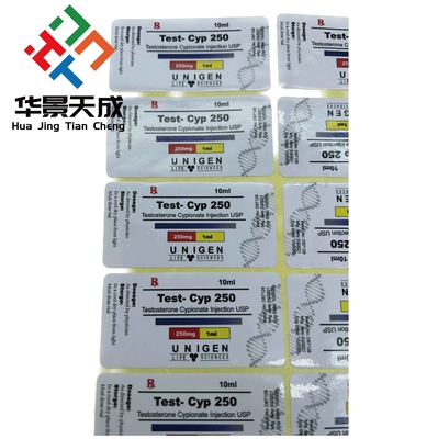Attraente etichetta quadrata PET acuta ologramma lucido per flaconcino da 10 ml di Nan Decanoate