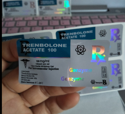 Etichette per flaconcini in PET di design personalizzato Scatole per bodybuilding Pillole anabolizzanti brillanti e olografiche iniettabili