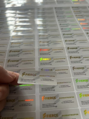 Etichette personalizzate per flaconcini di vetro per HCG 10000 e altri prodotti peptidici Laser Hologram PET Material