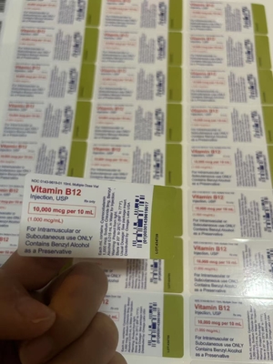 Etichette adesive per olio per iniezioni di vitamina B12 personalizzate per bottiglie di vetro da 10 ml