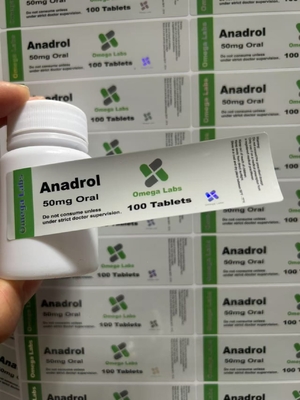 Anadrol compresse orali Etichette Materiale carta/PET/PVC Per bottiglie di plastica da 50 mg