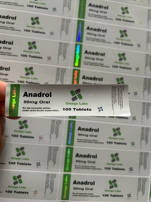 Anadrol compresse orali Etichette Materiale carta/PET/PVC Per bottiglie di plastica da 50 mg