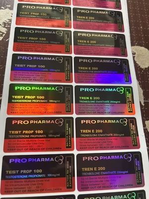 Etichette per fiale da 10 ml di Testo Propionato 100mg con ologramma laser, finitura lucida, etichetta per fiala multidose
