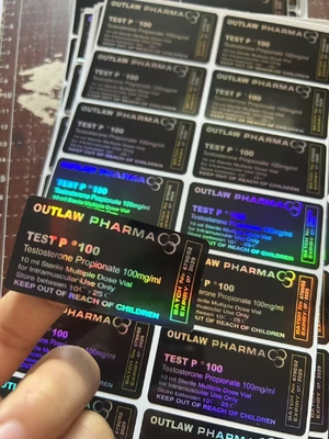 Etichette per fiale da 10 ml di Testo Propionato 100mg con ologramma laser, finitura lucida, etichetta per fiala multidose