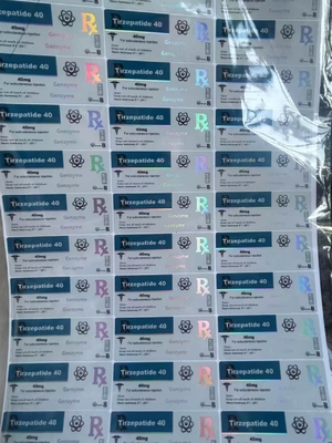 Etichette per flaconi di vetro di peptidi da 40 mg di Tirze  Patide con design personalizzato