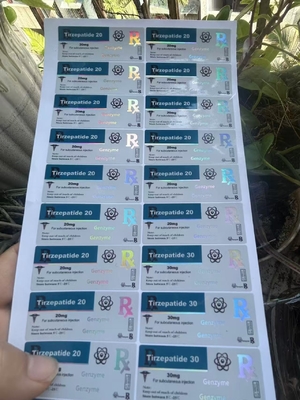 Etichette per flaconi di vetro di peptidi da 40 mg di Tirze  Patide con design personalizzato