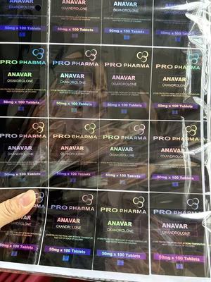 Anavar 50 mg x 100 pillole compresse Etichette laser adesivi in PET U FOR Aluminum Zip Lock Bags