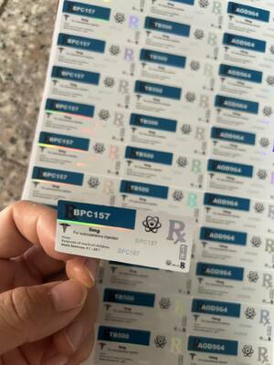 Etichette per flaconi di peptidi Aod964 10mg, materiale PET laser, flaconi da 2 ml