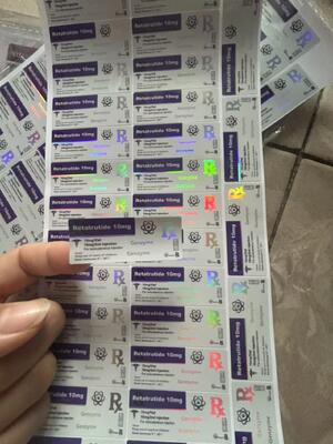 Etichette per flaconi di peptidi Aod964 10mg, materiale PET laser, flaconi da 2 ml