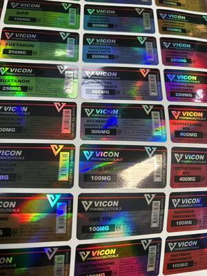 Etichette in grassetto per flaconcini da 10 ml con effetto luccicante