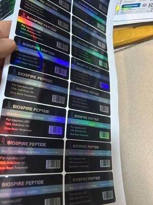 Etichette in grassetto per flaconcini da 10 ml con effetto luccicante