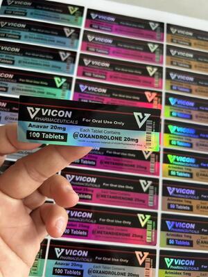 Anavar 20mg 100 Capsules Medication Bottle  Stickers With Laser Effect