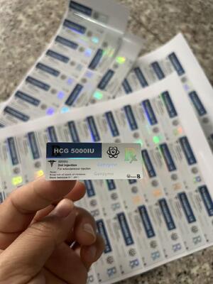 Glow 70mg Etichette del flaconcino di peptidi autoadesivi in PVC