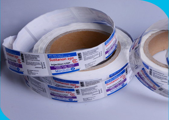 La fiala lucida della fiala del rotolo etichetta la forma quadrata adesiva forte per la fiala dell'iniezione