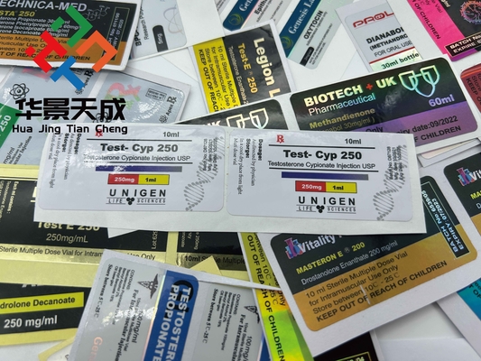 Etichette dei flaconcini in vetro con olio per iniezioni 10 ml