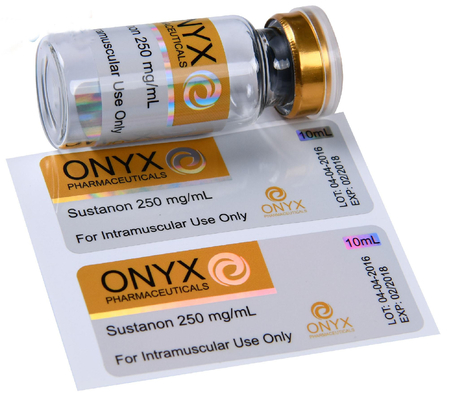 Disegno gratuito Custom Bodybuilding SUS 250 Etichette di flaconcino anabolizzante iniettabile Scatole UV Gloss PVC PP Adesivo olografico