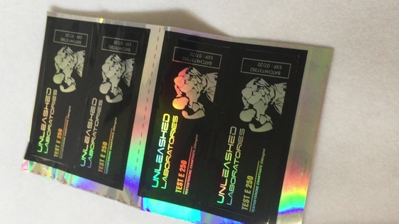 Etichette del flaconcino da 10 ml con incisione in foglio d' argento/ oro per la prova E 250