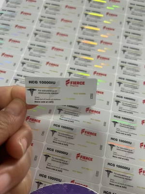 Etichette personalizzate per flaconcini di vetro per HCG 10000 e altri prodotti peptidici Laser Hologram PET Material