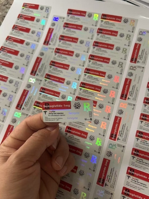 Semaglutide 1mg Etichette per flaconcino piccolo 5x2cm Effetto laser ologramma 2ml 3ml Etichette per flaconcino