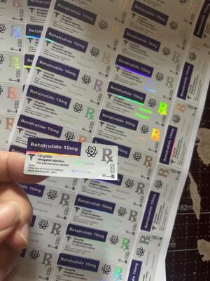 Etichette di flaconcini per iniezioni di Retatrutide 30 mg da 2 ml per iniezione sottocutanea