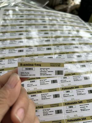 Etichette per flaconi di peptidi 5-amino-1mq 50mg PVC Materiale 3ML ETICHETTE