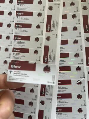Glow 70mg Etichette del flaconcino di peptidi autoadesivi in PVC