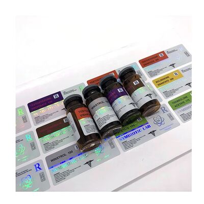 Etichette per fiale di vetro con stampa metallica in lamina d'argento per fiala a dose multipla per iniezione di laboratorio