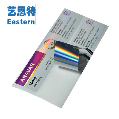 Bottiglie per pillole in PET Etichette per fiale in vetro lucido con ologramma da 10 mg