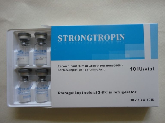 Scatola per fiale Strongtropin 10iu HG 2ml con stampa di volantini